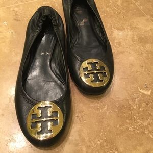 Tory Burch Reva Ballet Flats Size 9 - Black / Gold